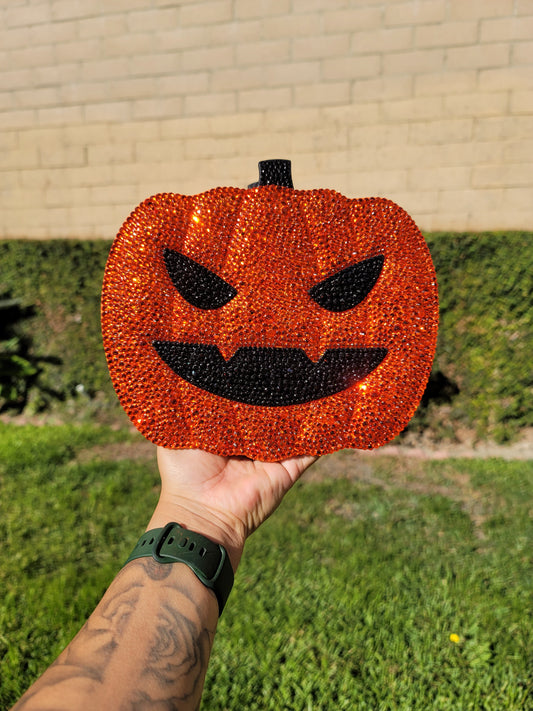 Halloween Blinged Pumpkin Crossbody Purse